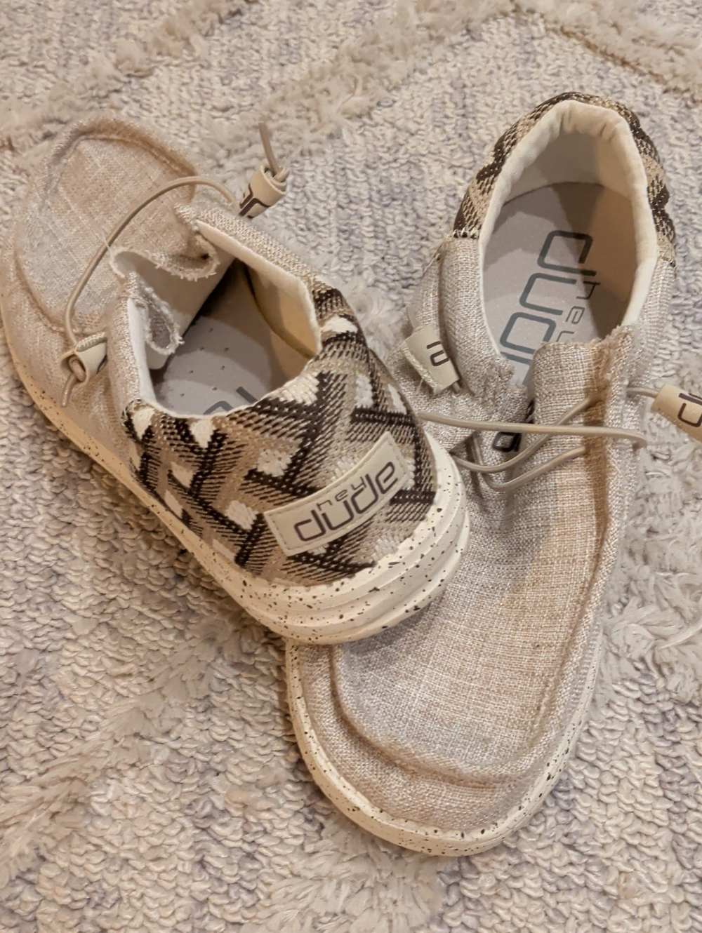 Hey Dude Wally Slip-On Sneakers in Beige and Black Pattern